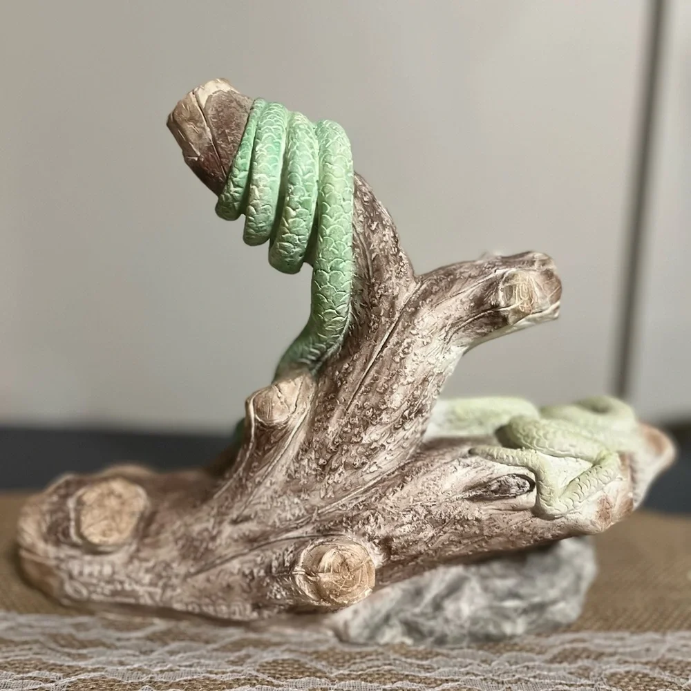 Decorative Tree Branch snakes vessel for fish bowl with Green Accents. Rare.